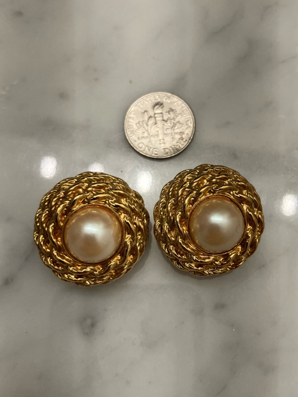 St John Faux Pearl Center Rope-Detail Clip Earrings